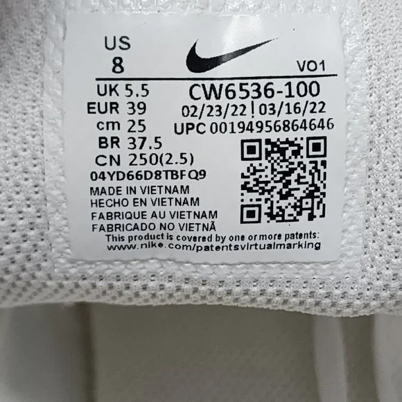 Nike Court Vision Womens 8 White Green Alta TXT Basketball Running Sneakers
